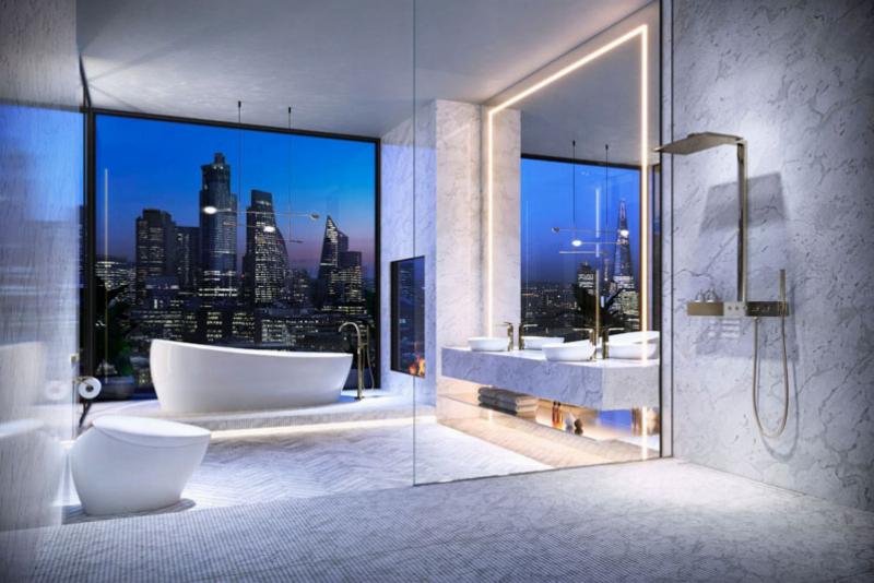 Thiết kế nhà vệ sinh đẹp hiện đại với nội thất tối giản, sang trọng và ánh sáng tự nhiên