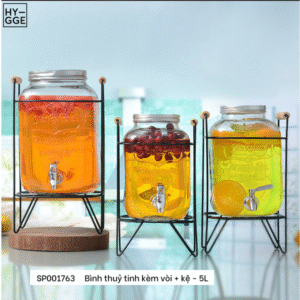 Bình thuỷ tinh kèm vòi gạt + kệ