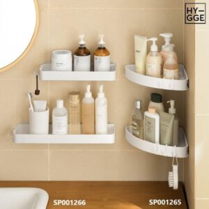 Kệ nhựa hình chữ nhật dán tường kèm móc Trắng