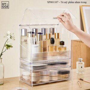 Tủ mỹ phẩm nhựa có kẻ sọc trong suốt