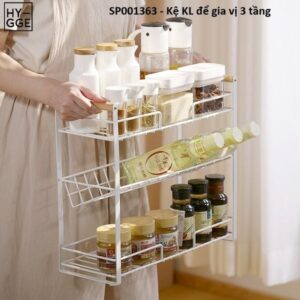 Kệ kim loại để gia vị quai gỗ