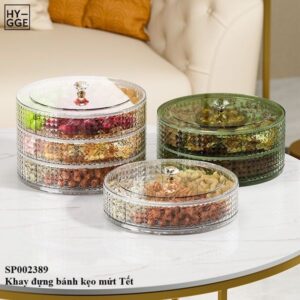 Khay đựng bánh kẹo mứt Tết xoay 360