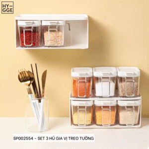 Set 3 hũ gia vị treo tường
