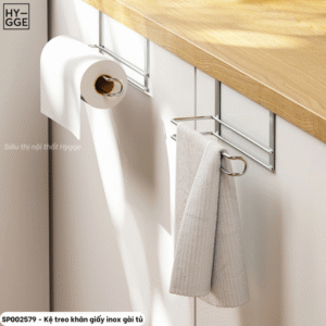 Kệ treo khăn giấy inox gài tủ