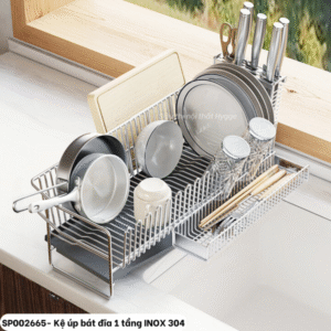 Kệ úp bát đĩa 1 tầng INOX 304