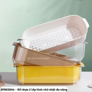 Rổ nhựa 2 lớp hình chữ nhật đa năng