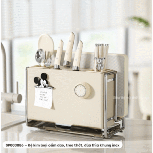 Kệ kim loại cắm dao, treo thớt, đũa thìa khung inox