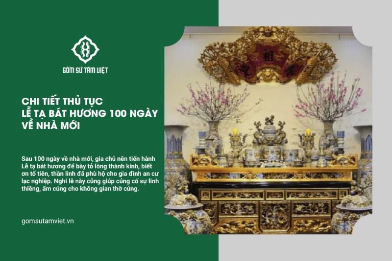Cách bày biện mâm lễ cúng tạ 100 ngày bốc bát hương trên bàn thờ gia tiên