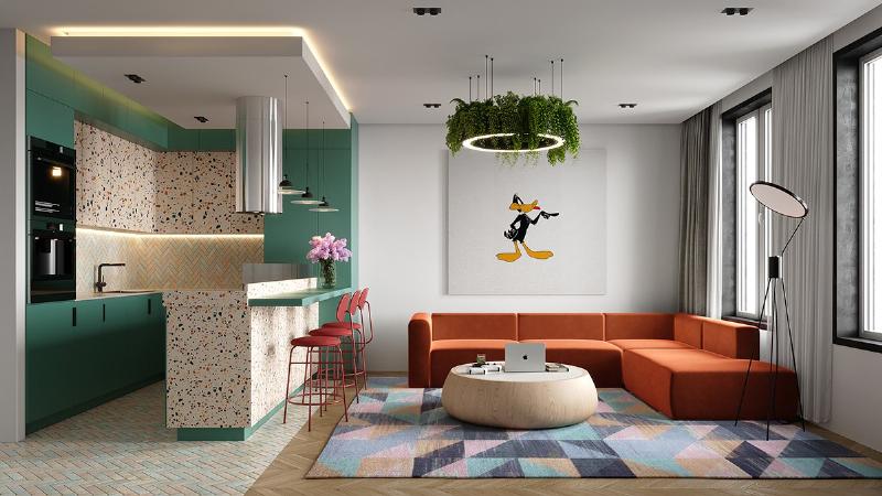 Hình ảnh một chiếc gương trang trí mới, hiện đại được treo trên tường, mang lại cảm giác tươi mới cho không gian nội thất.