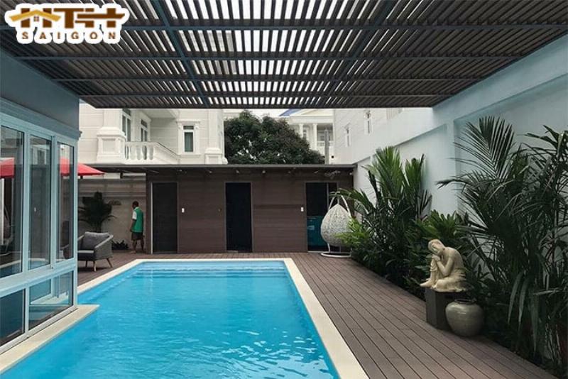 Sàn gỗ nhựa chống trượt lát sân thượng gia đình
