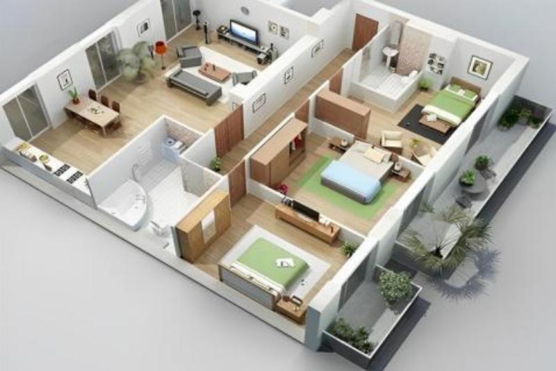 Thiết kế nhà cấp 4 100m2 3 phòng ngủ 1 thờ tối ưu công năng và không gian