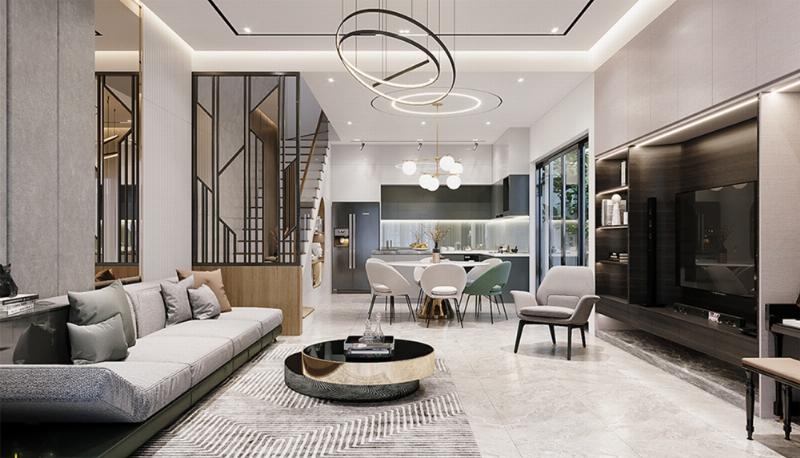Mẫu thiết kế trần thạch cao phòng ngủ nhỏ 12m2 giật cấp nhẹ, kết hợp đèn hắt sáng ấm áp quanh viền trần.
