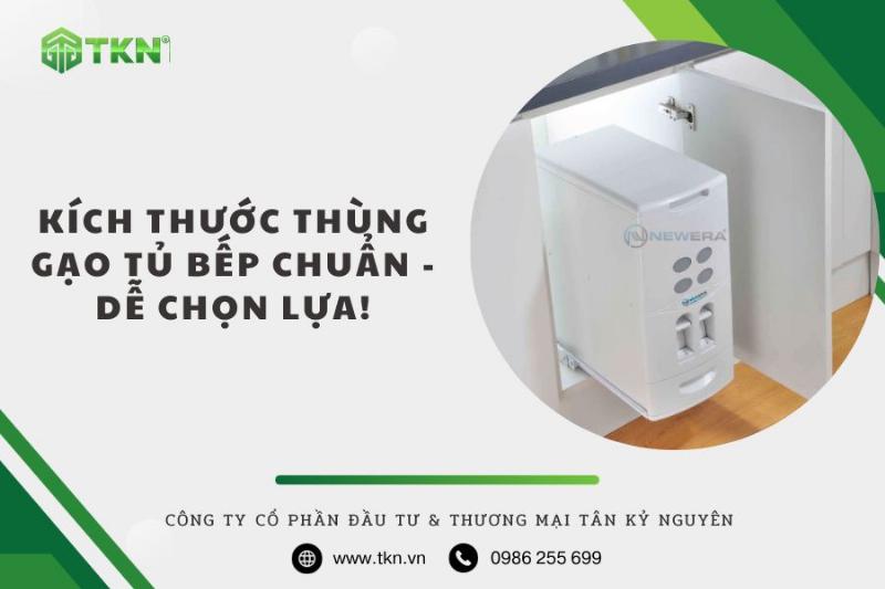 Thùng đựng gạo thông minh hiện đại với thiết kế gọn gàng, tích hợp công nghệ đong tự động giúp bảo quản gạo hiệu quả.