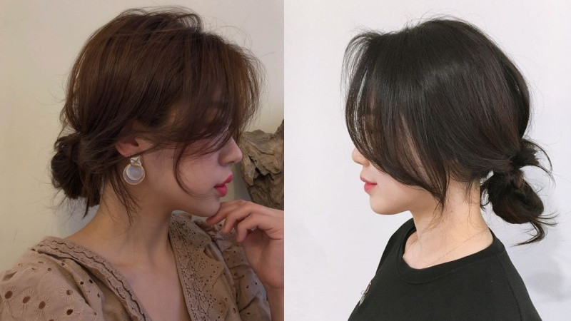 Kiểu tóc búi củ tỏi thấp phong cách Hàn Quốc dịu dàng