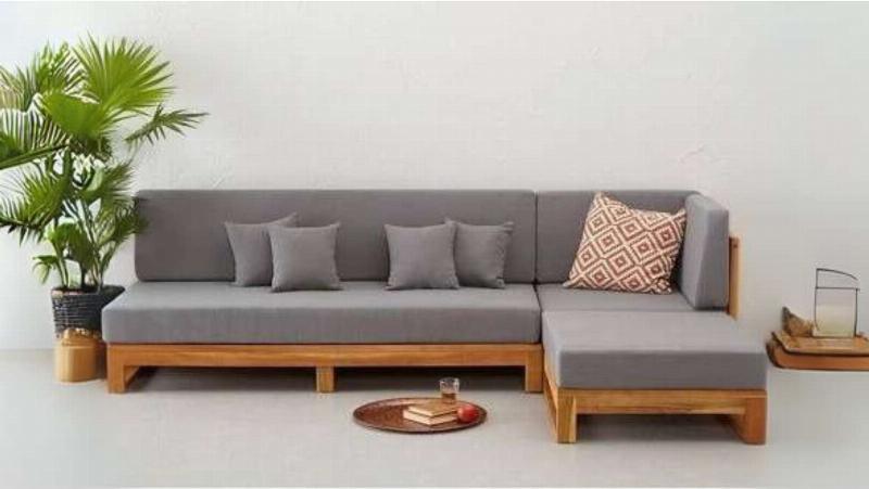 Cách chọn sofa gỗ chữ L cho phòng khách nhỏ, chất liệu và màu sắc