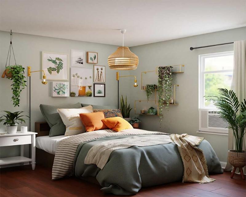 Kích thước nội thất phòng ngủ nữ, bản vẽ minh họa bố trí các món đồ hợp lý