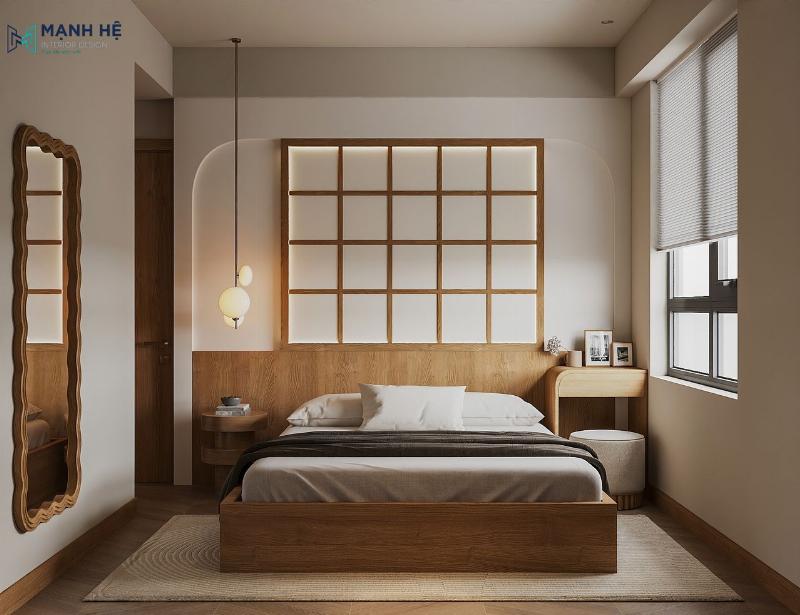 Phong ngủ master hiện đại với phong cách tối giản và ánh sáng tự nhiên