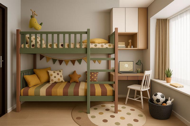 Phòng ngủ nhỏ thiết kế thông minh, tận dụng tối đa không gian với nội thất đa năng và màu sắc tươi sáng