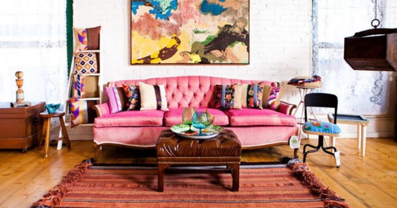 Phòng ngủ nữ phong cách Bohemian với nhiều họa tiết và chất liệu tự nhiên