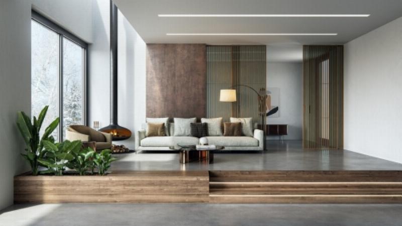 Mẫu trần thạch cao phòng khách đẹp kết hợp đèn LED hiện đại