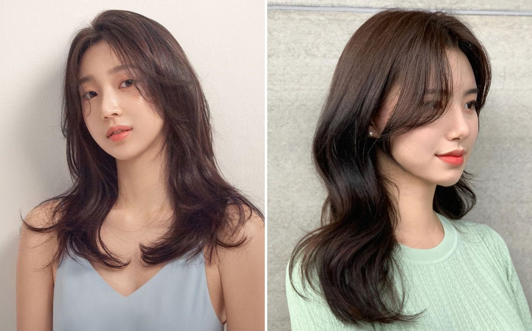 Mặt tròn vuông nên chọn tóc dài xoăn sóng lơi