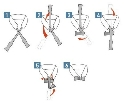 Minh họa các bước hướng dẫn thắt cà vạt nữ hình nơ