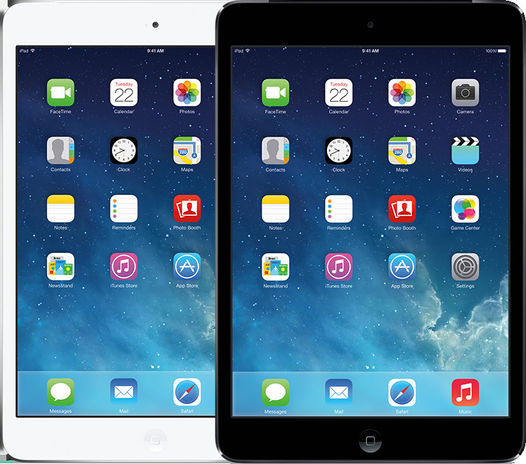 Hình ảnh một chiếc iPad mini 2 màu bạc, hiển thị màn hình Retina sắc nét.