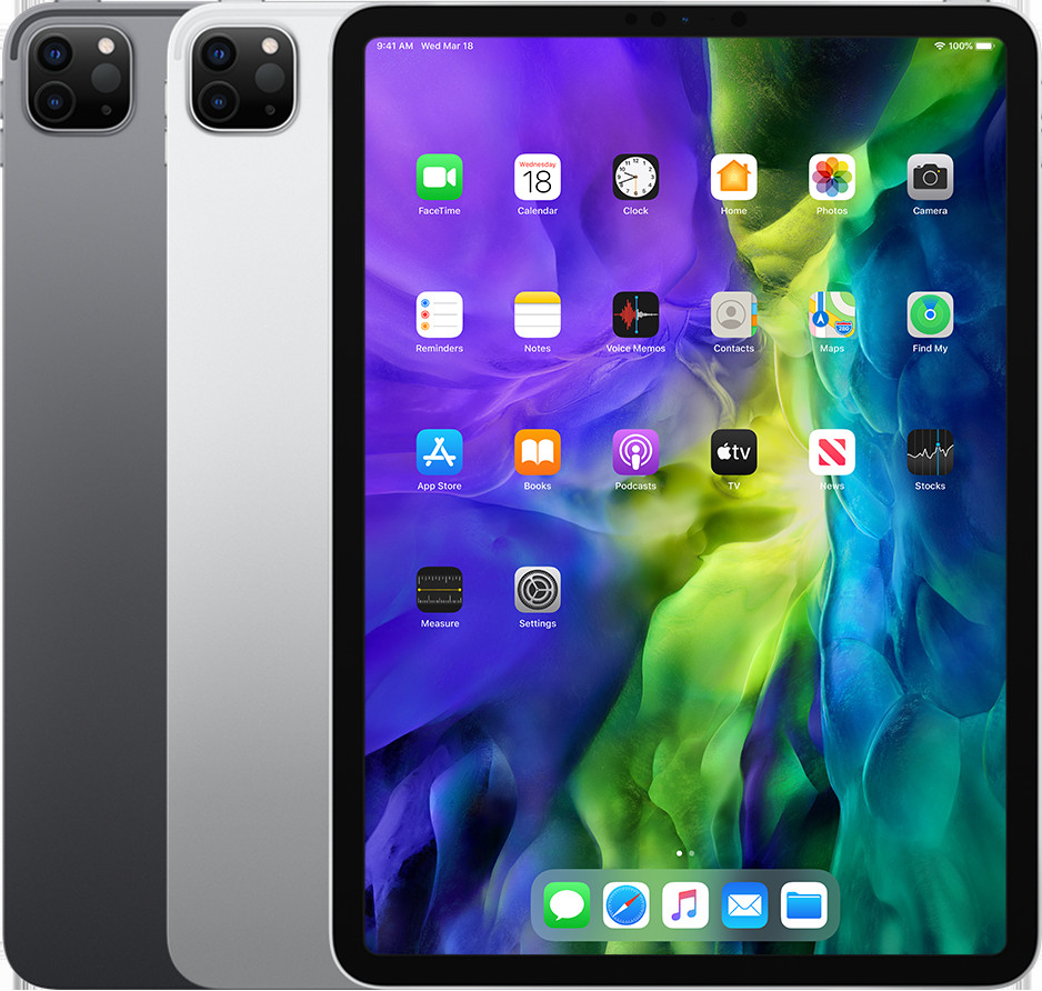 Hình ảnh một chiếc iPad Pro 11 inch (thế hệ 2) màu xám không gian, với thiết kế hiện đại và camera TrueDepth.