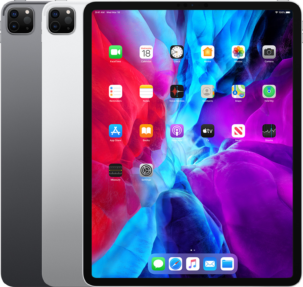 Hình ảnh một chiếc iPad Pro 12,9 inch (thế hệ 4) màu bạc, thể hiện màn hình lớn và camera góc rộng.