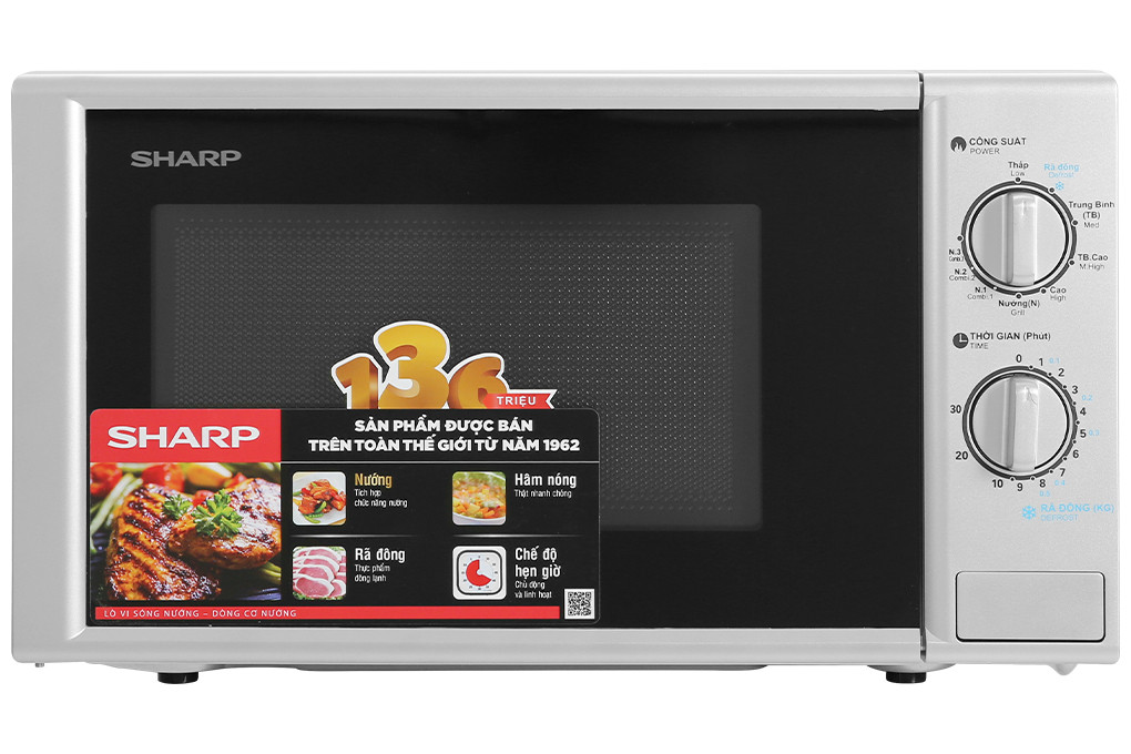 Lò vi sóng Sharp R-G228VN-SL có chức năng nướng tiện lợi