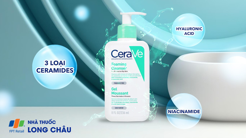 Sữa rửa mặt CeraVe Foaming Facial Cleanser chuyên biệt cho da dầu mụn, dịu nhẹ và làm sạch sâu