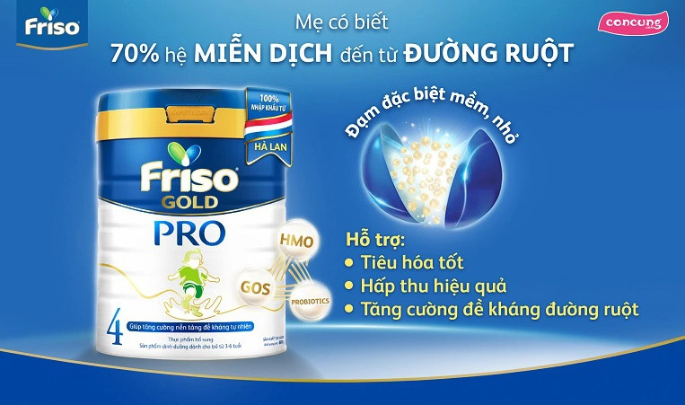 Sữa Friso Gold Pro, lựa chọn sữa tăng cân cho bé 2 tuổi chậm lớn, hộp màu vàng