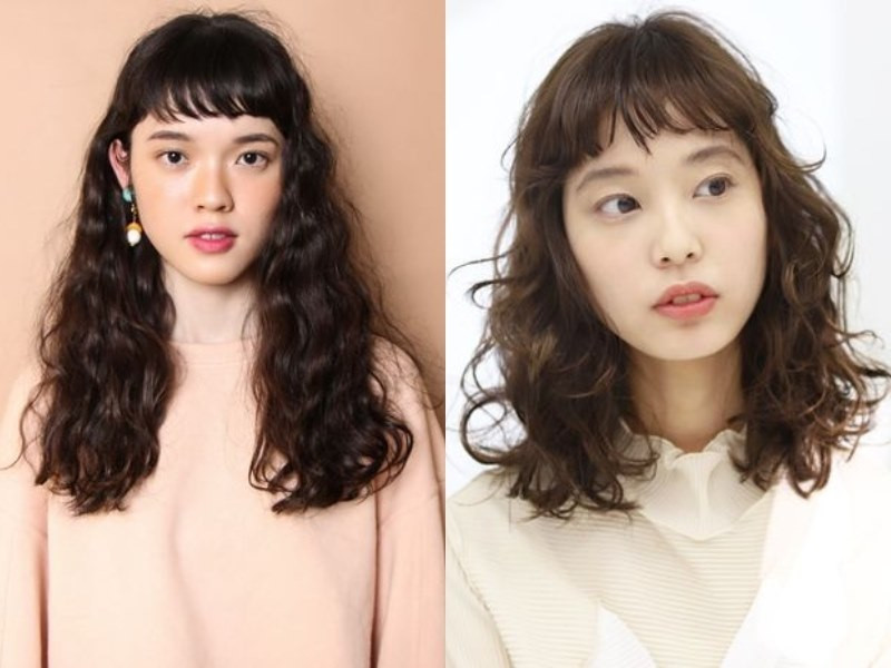 Tóc xoăn tự nhiên để mái ngố ấn tượng