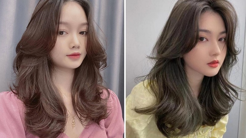 Tóc xoăn tự nhiên mái bay dịu dàng