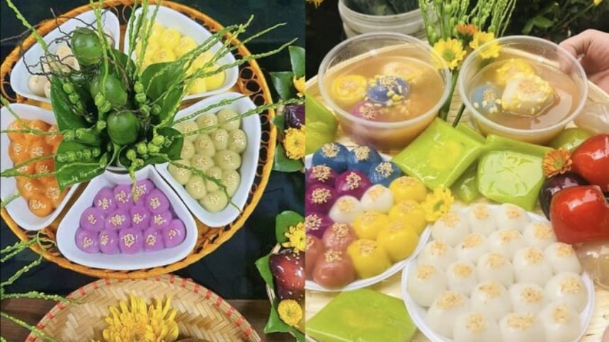 Gia đình quây quần nặn bánh trôi rong ngày Tết Hàn Thực