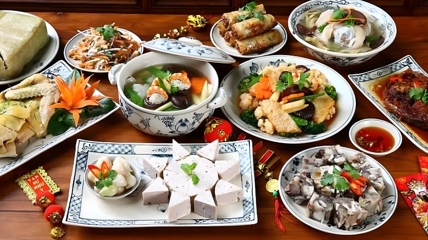 Mâm cúng dâng lễ tất niên của miền Bắc