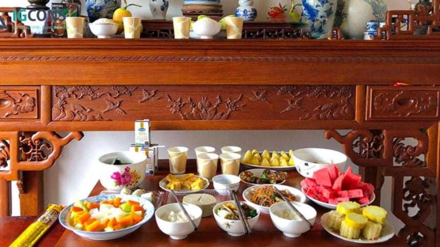 Hướng dẫn sắp mâm lễ cúng trước khi bao sái ban thờ