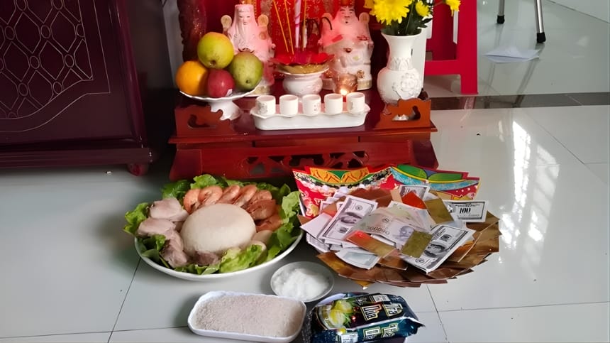 Nhang, nến, gạo – muối và các vật phẩm phong thủy
