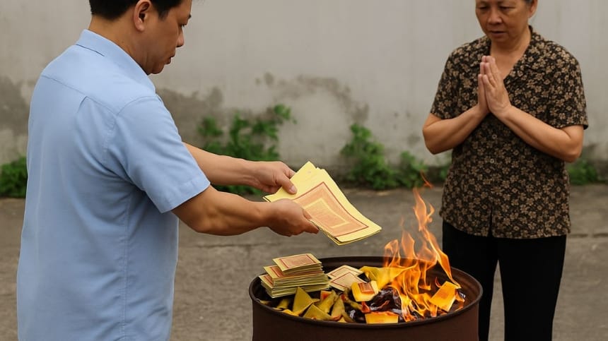 Văn khấn xin hóa vàng mã theo văn khấn cổ truyền