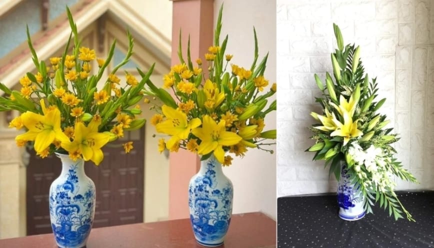 Số bình và cành hoa nên cắm